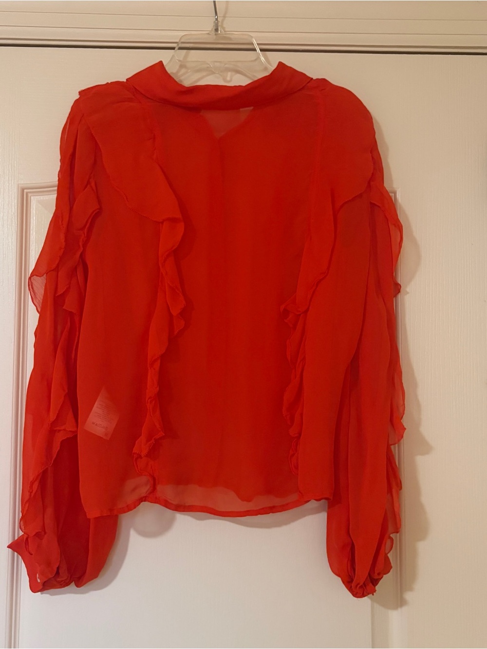 Maeve Red Ruffle Button-Front Blouse - Picture 2 of 10